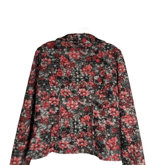 𝅺WOOL Blend Red Black Print Blazer Coat Jacket  Size 44  NEW - Picture 2 of 7